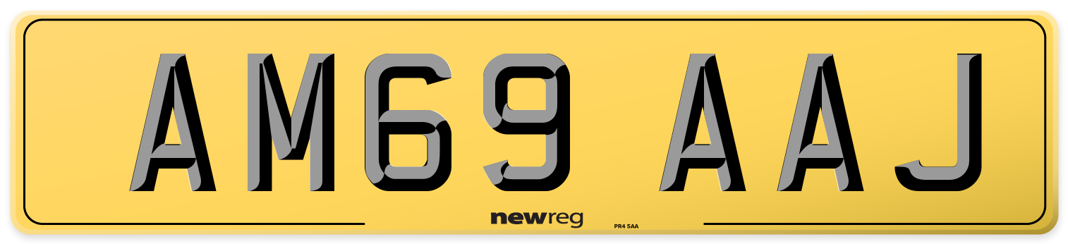 AM69 AAJ Rear Number Plate