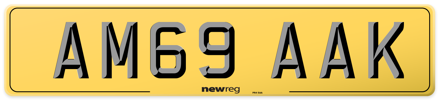 AM69 AAK Rear Number Plate