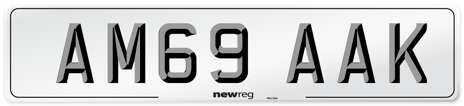 AM69 AAK Front Number Plate