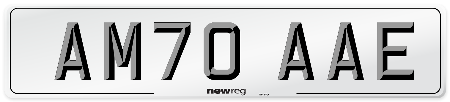 AM70 AAE Front Number Plate