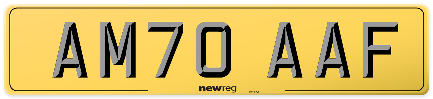 AM70 AAF Rear Number Plate