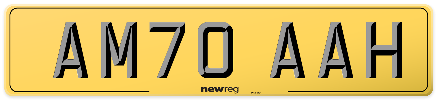 AM70 AAH Rear Number Plate