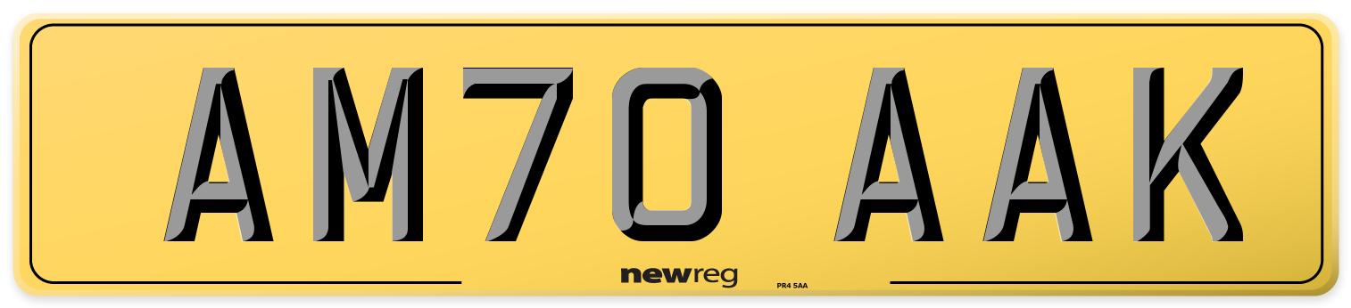 AM70 AAK Rear Number Plate