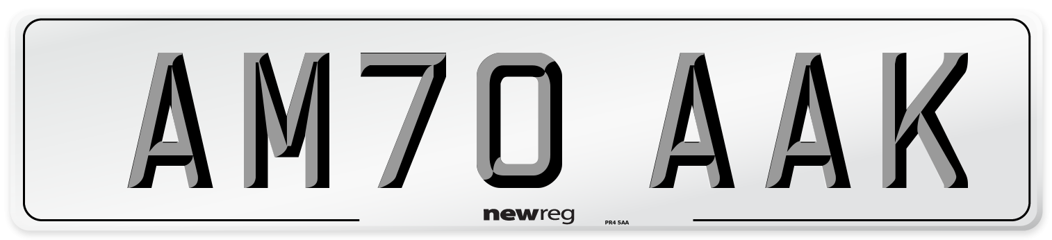 AM70 AAK Front Number Plate