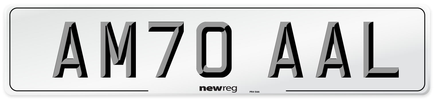 AM70 AAL Front Number Plate