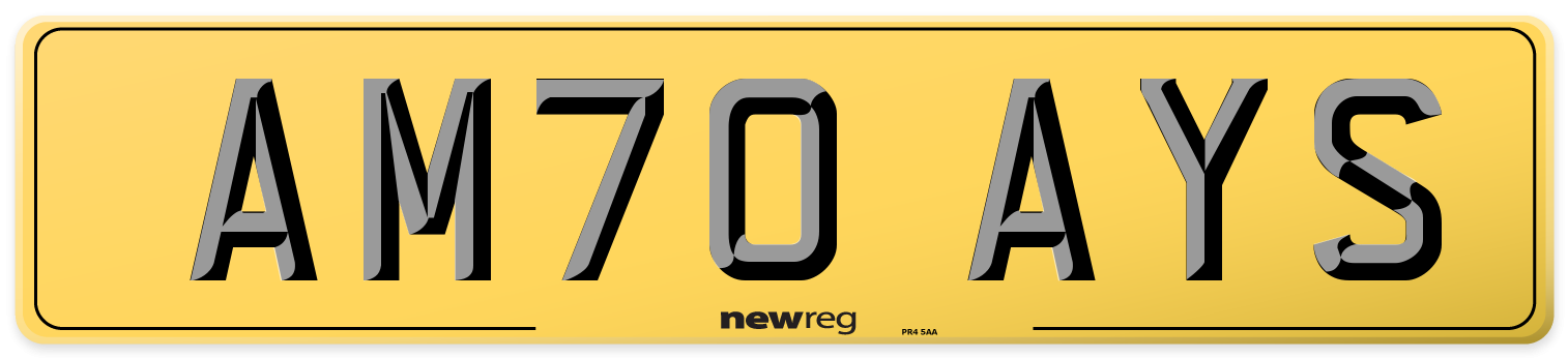 AM70 AYS Rear Number Plate