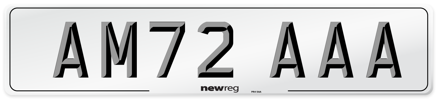 AM72 AAA Front Number Plate