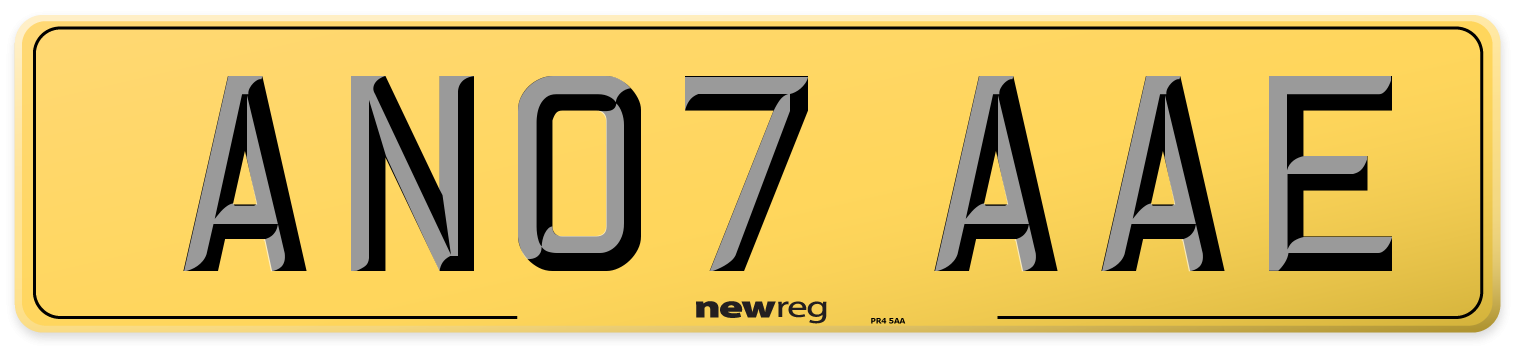 AN07 AAE Rear Number Plate