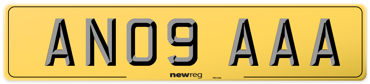 AN09 AAA Rear Number Plate