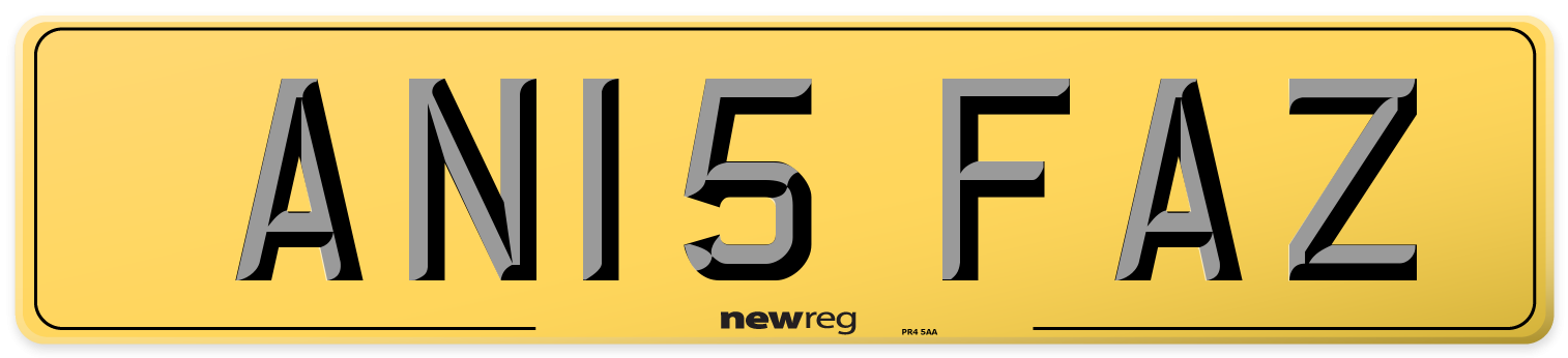 AN15 FAZ Rear Number Plate
