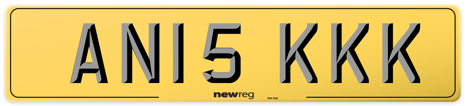 AN15 KKK Rear Number Plate