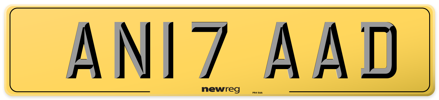 AN17 AAD Rear Number Plate