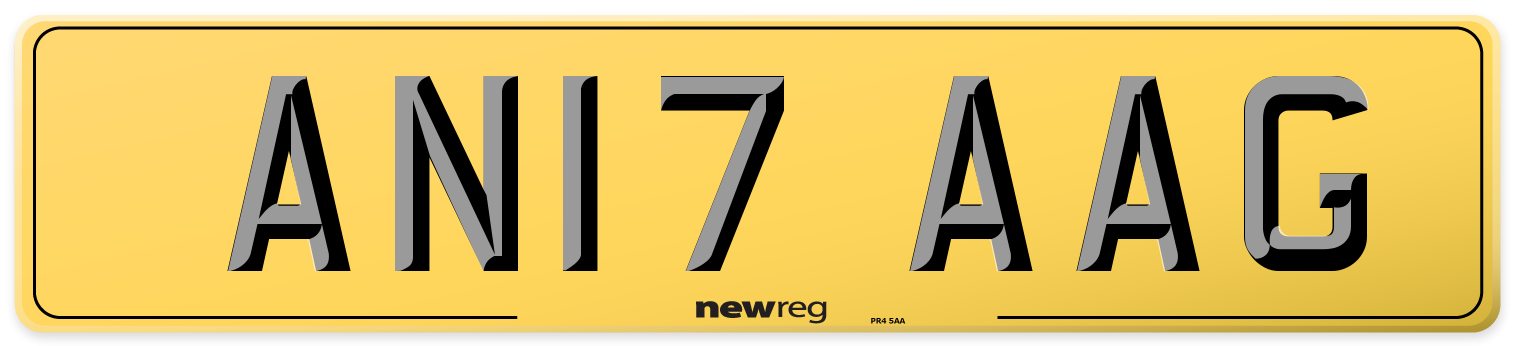 AN17 AAG Rear Number Plate