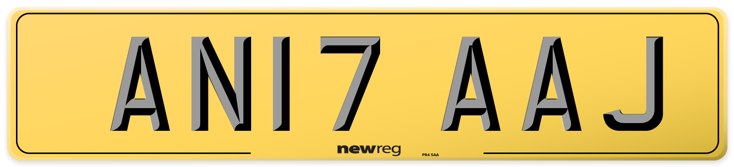 AN17 AAJ Rear Number Plate