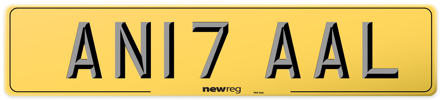 AN17 AAL Rear Number Plate
