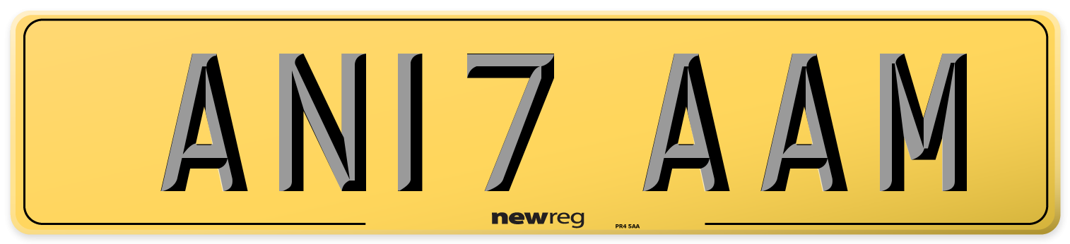 AN17 AAM Rear Number Plate
