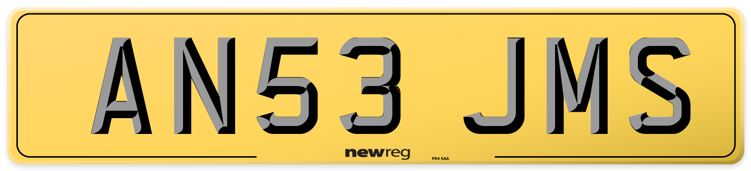 AN53 JMS Rear Number Plate
