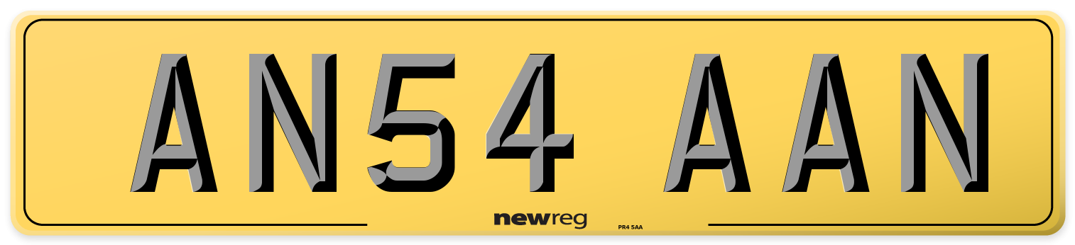 AN54 AAN Rear Number Plate