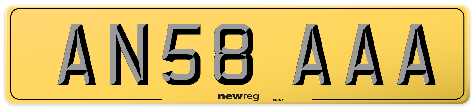 AN58 AAA Rear Number Plate