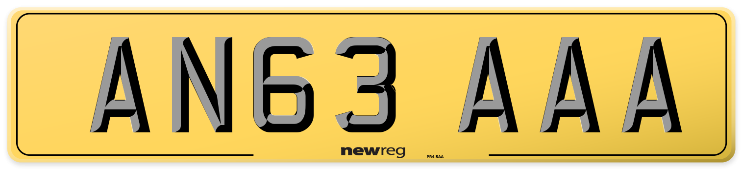 AN63 AAA Rear Number Plate
