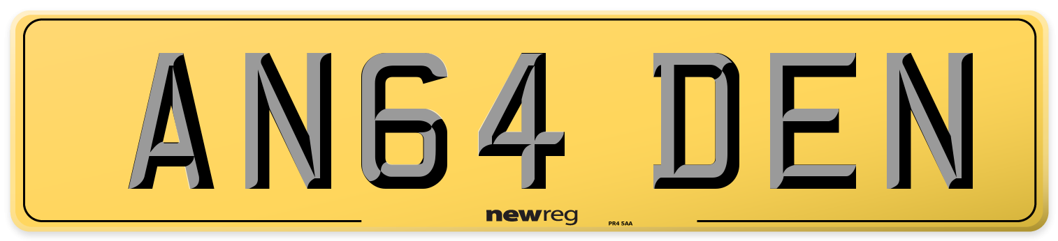 AN64 DEN Rear Number Plate