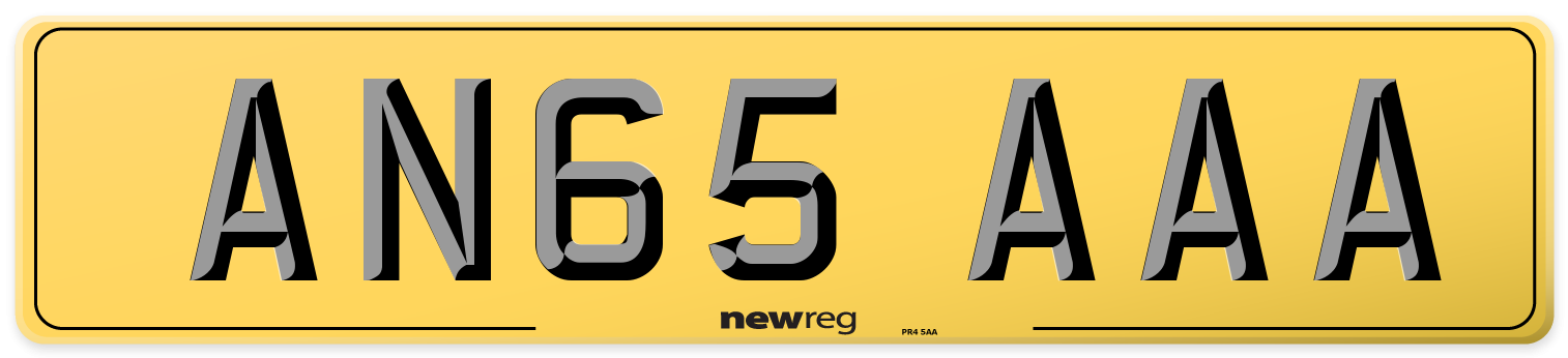 AN65 AAA Rear Number Plate