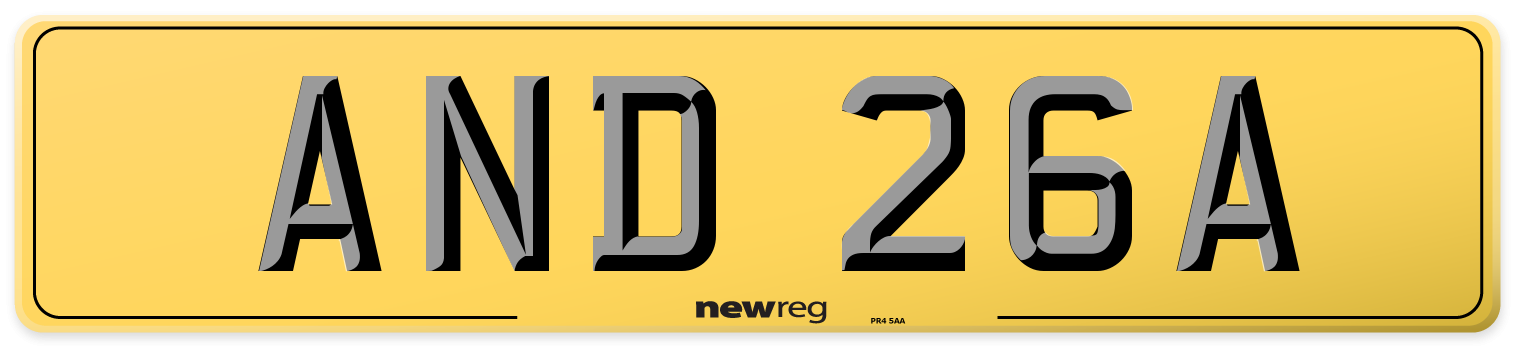 AND 26A Rear Number Plate