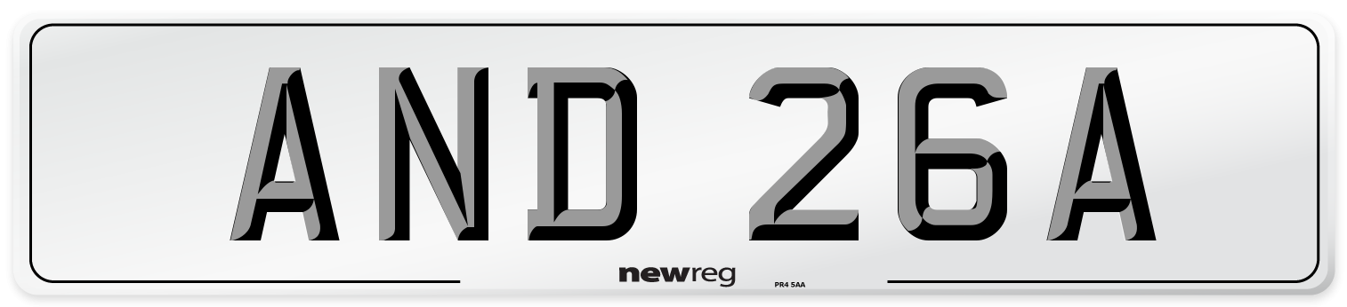AND 26A Front Number Plate