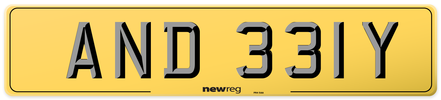 AND 331Y Rear Number Plate