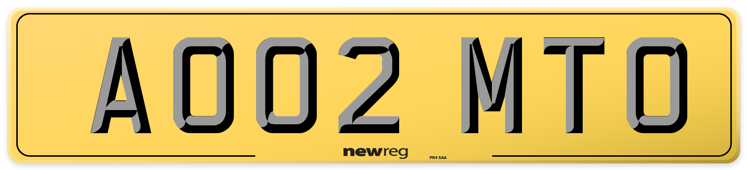 AO02 MTO Rear Number Plate