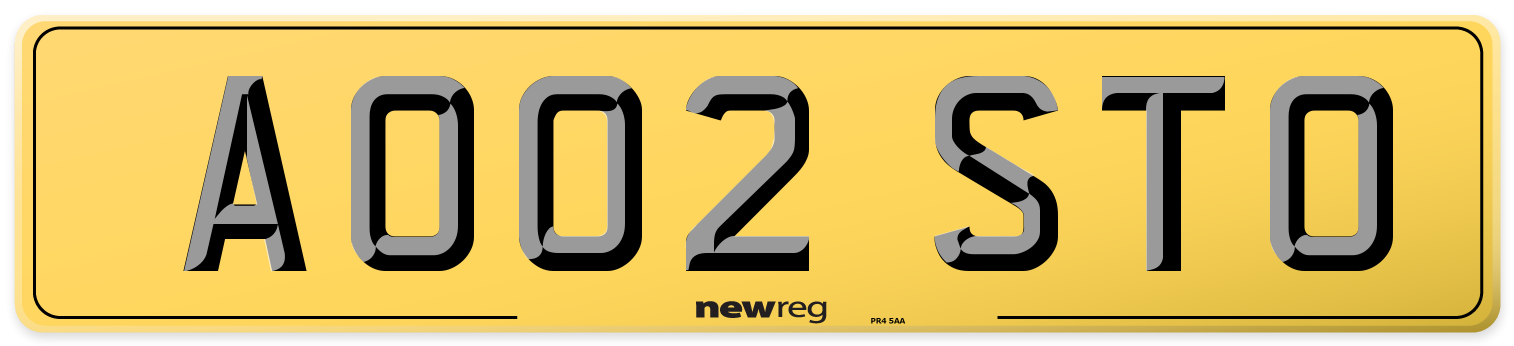 AO02 STO Rear Number Plate