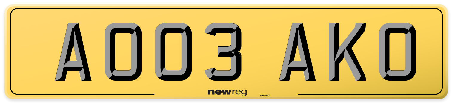 AO03 AKO Rear Number Plate
