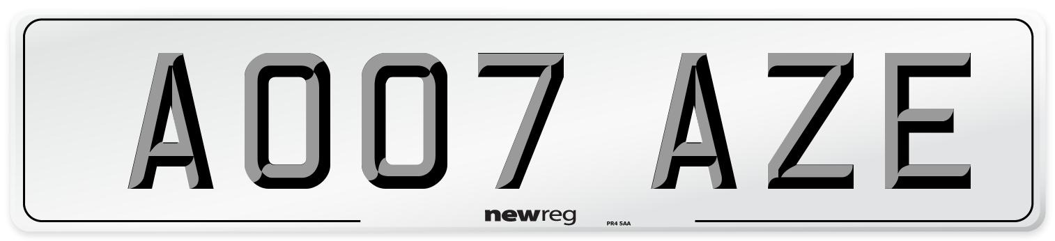 AO07 AZE Front Number Plate