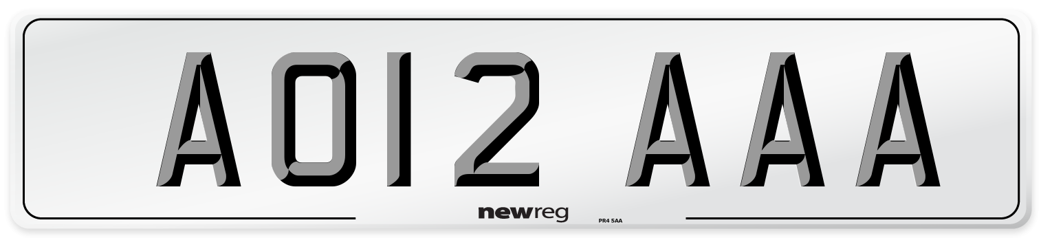 AO12 AAA Front Number Plate