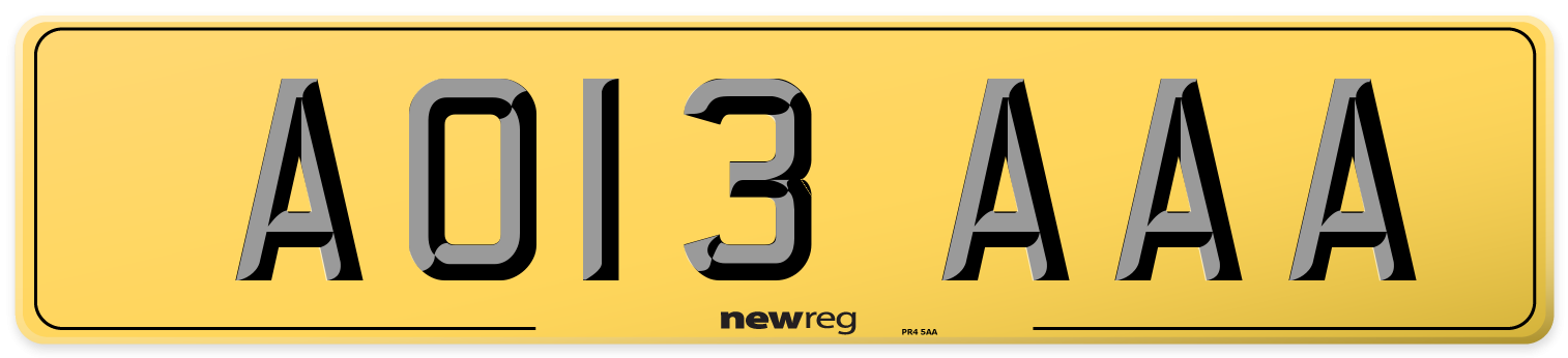 AO13 AAA Rear Number Plate