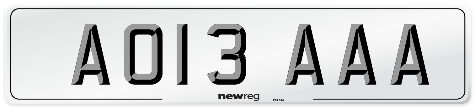 AO13 AAA Front Number Plate