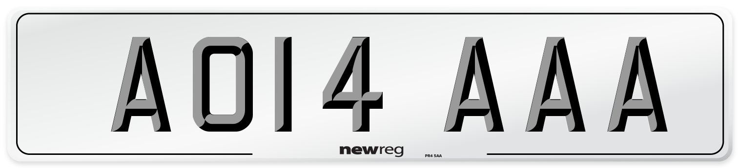 AO14 AAA Front Number Plate