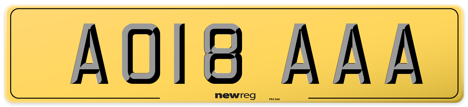 AO18 AAA Rear Number Plate