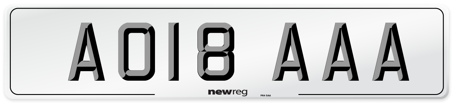 AO18 AAA Front Number Plate