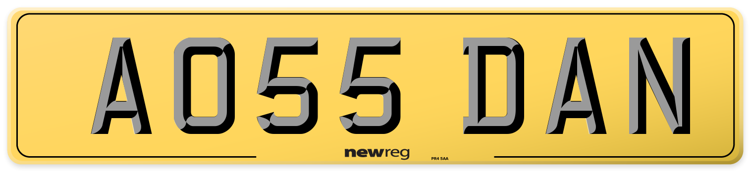 AO55 DAN Rear Number Plate