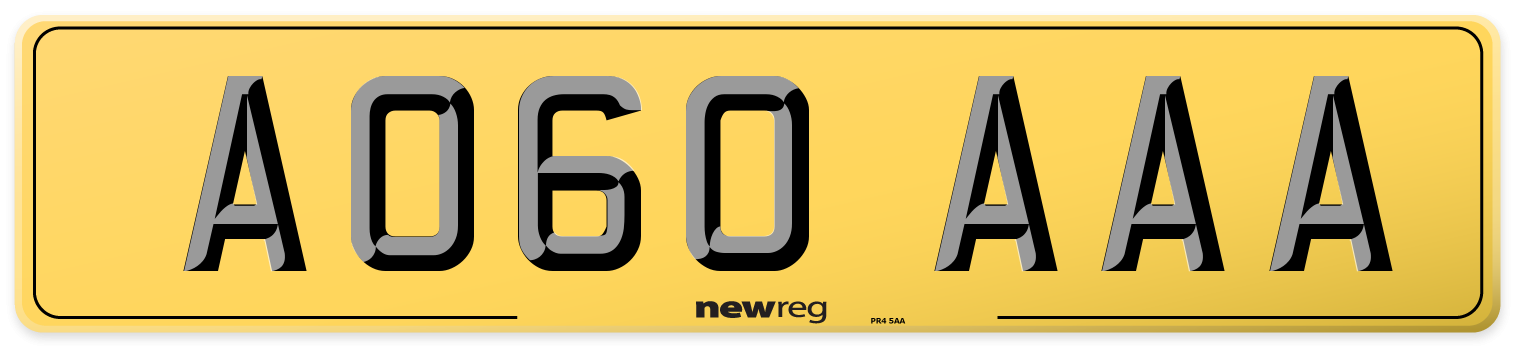 AO60 AAA Rear Number Plate