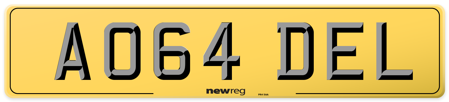 AO64 DEL Rear Number Plate