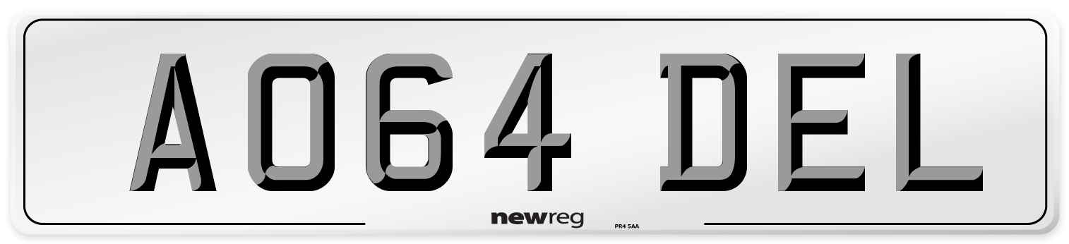 AO64 DEL Front Number Plate