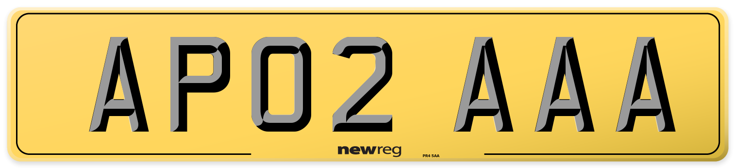 AP02 AAA Rear Number Plate