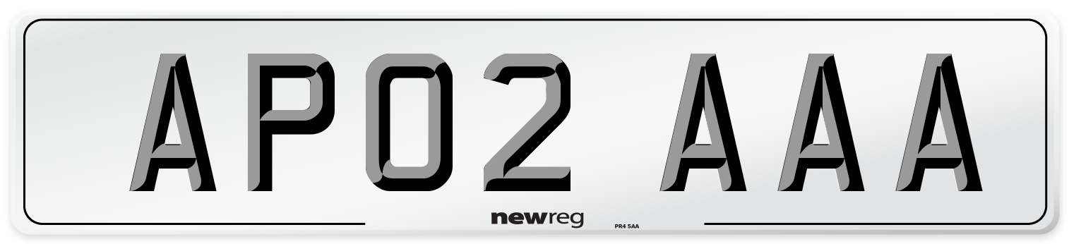 AP02 AAA Front Number Plate