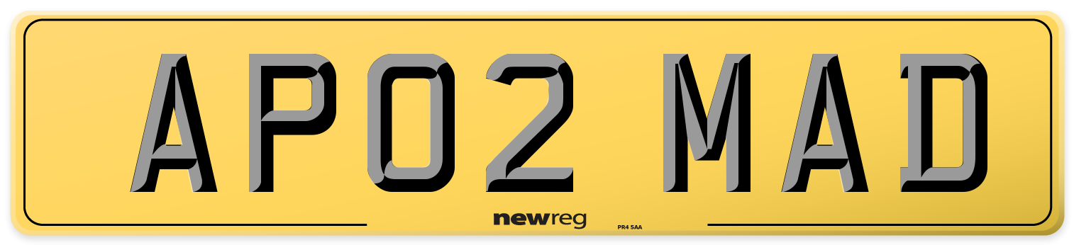 AP02 MAD Rear Number Plate