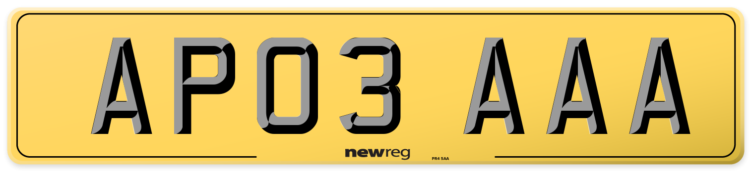 AP03 AAA Rear Number Plate