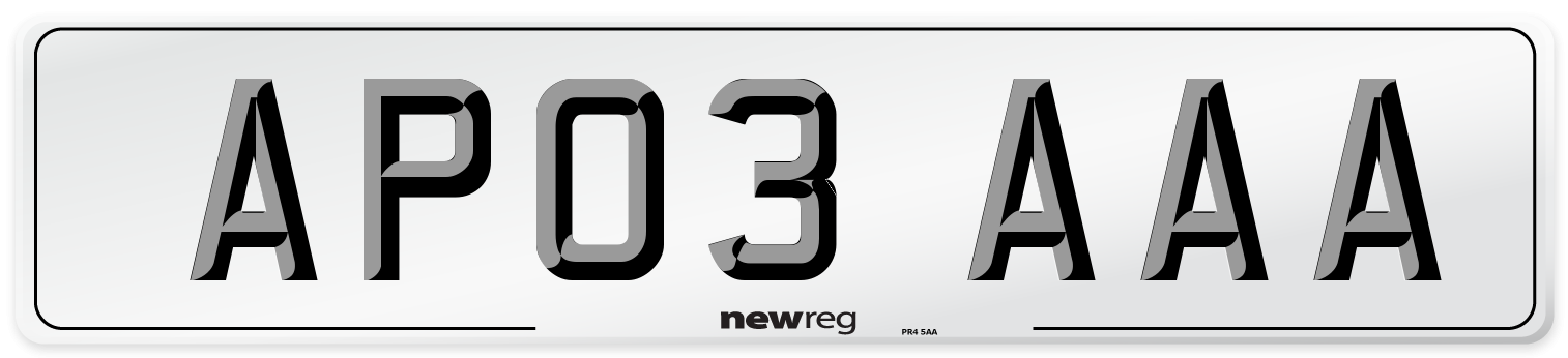 AP03 AAA Front Number Plate