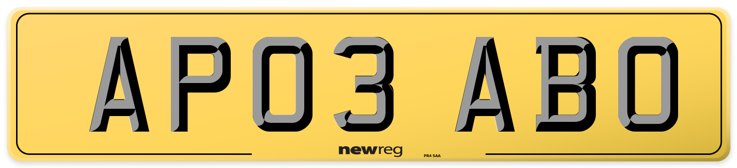 AP03 ABO Rear Number Plate