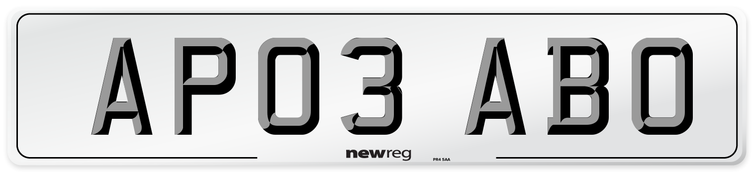 AP03 ABO Front Number Plate